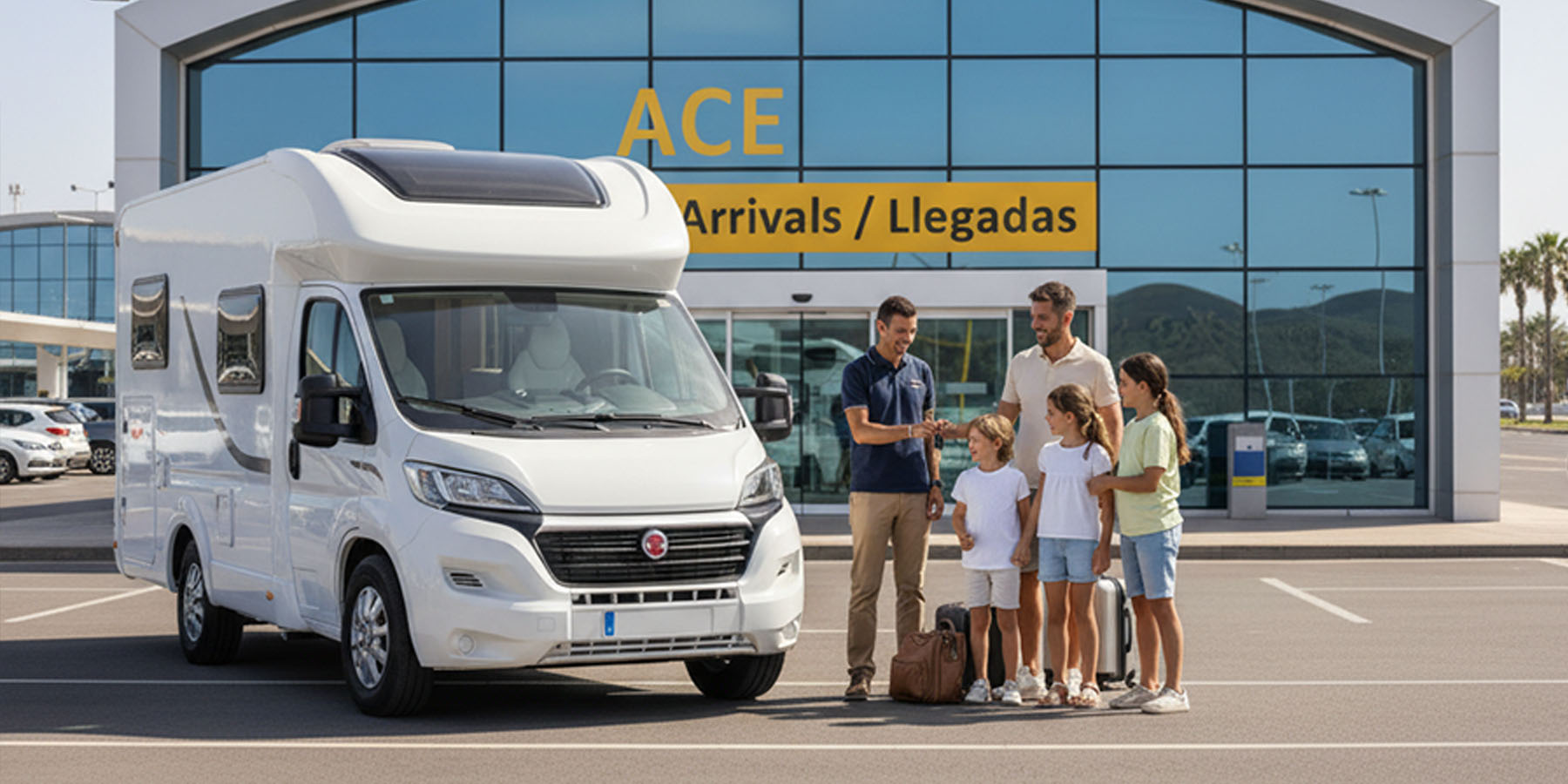 Entrega de camper familiar en el Aeropuerto de Lanzarote