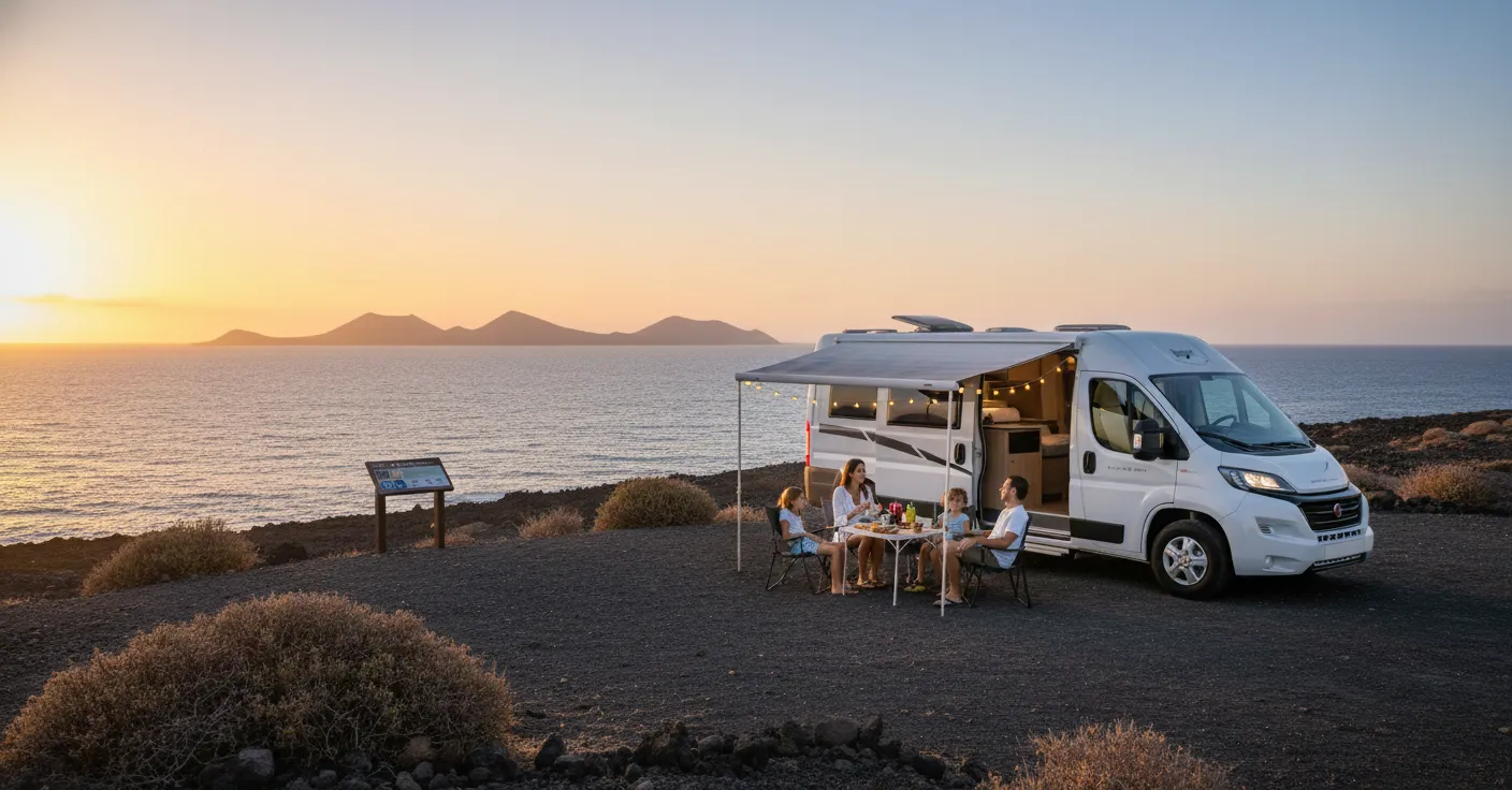 Lugar de pernocta legal al viajar con niños en autocaravana por Lanzarote
